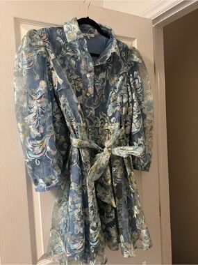 OLIVIA RUBIN Powder Blue floral dress, lined and with a bow
